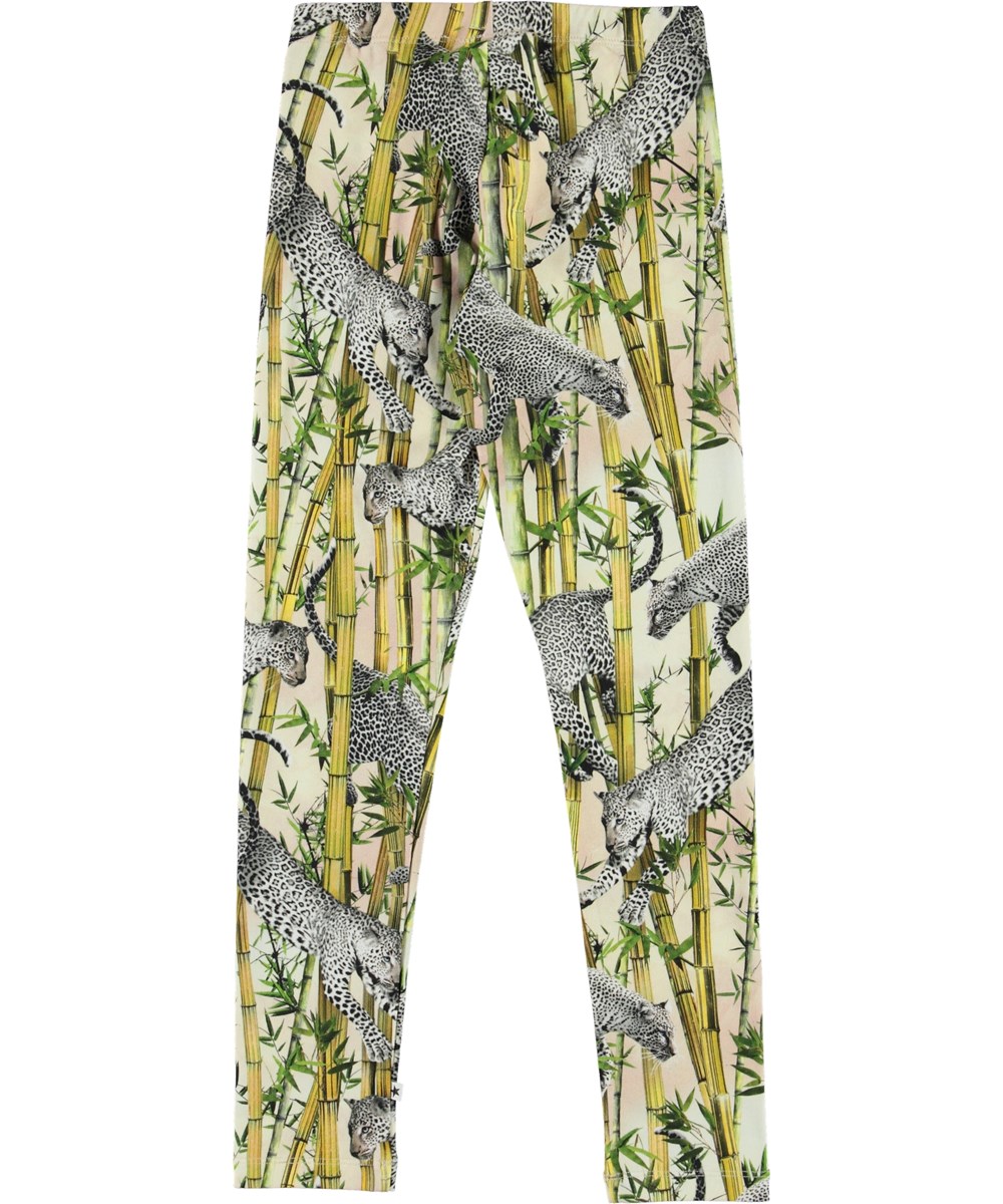 Niki - Flying Leopard - Ekologiska leggings med leoparder