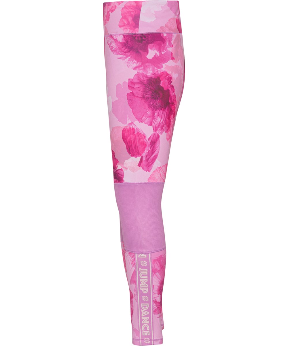 Olympia - Dreamy Poppies - Sport tights med rosa blommor.
