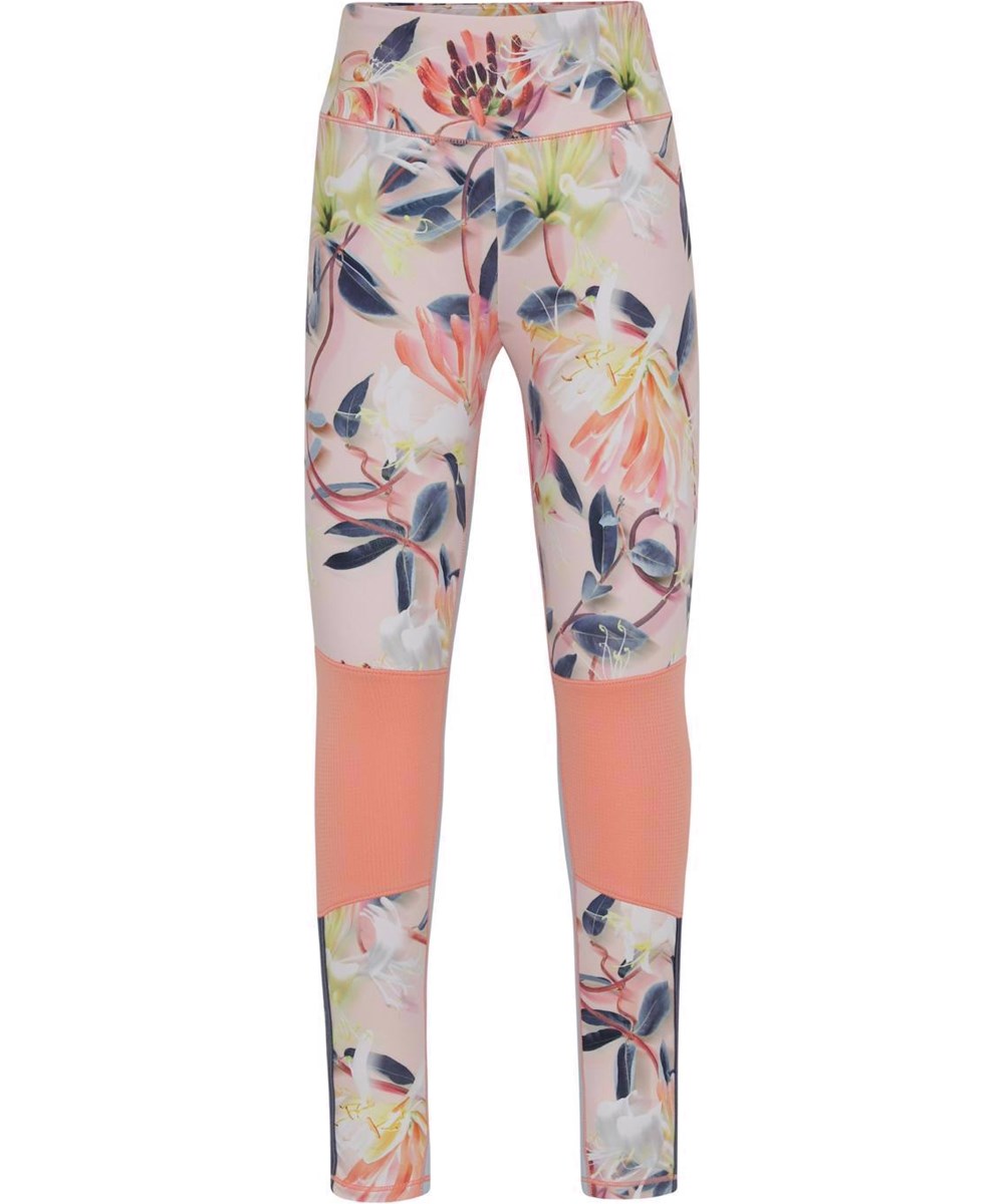 Olympia - Motion Flower - Ljusrosa sporttights med blommigt mönster