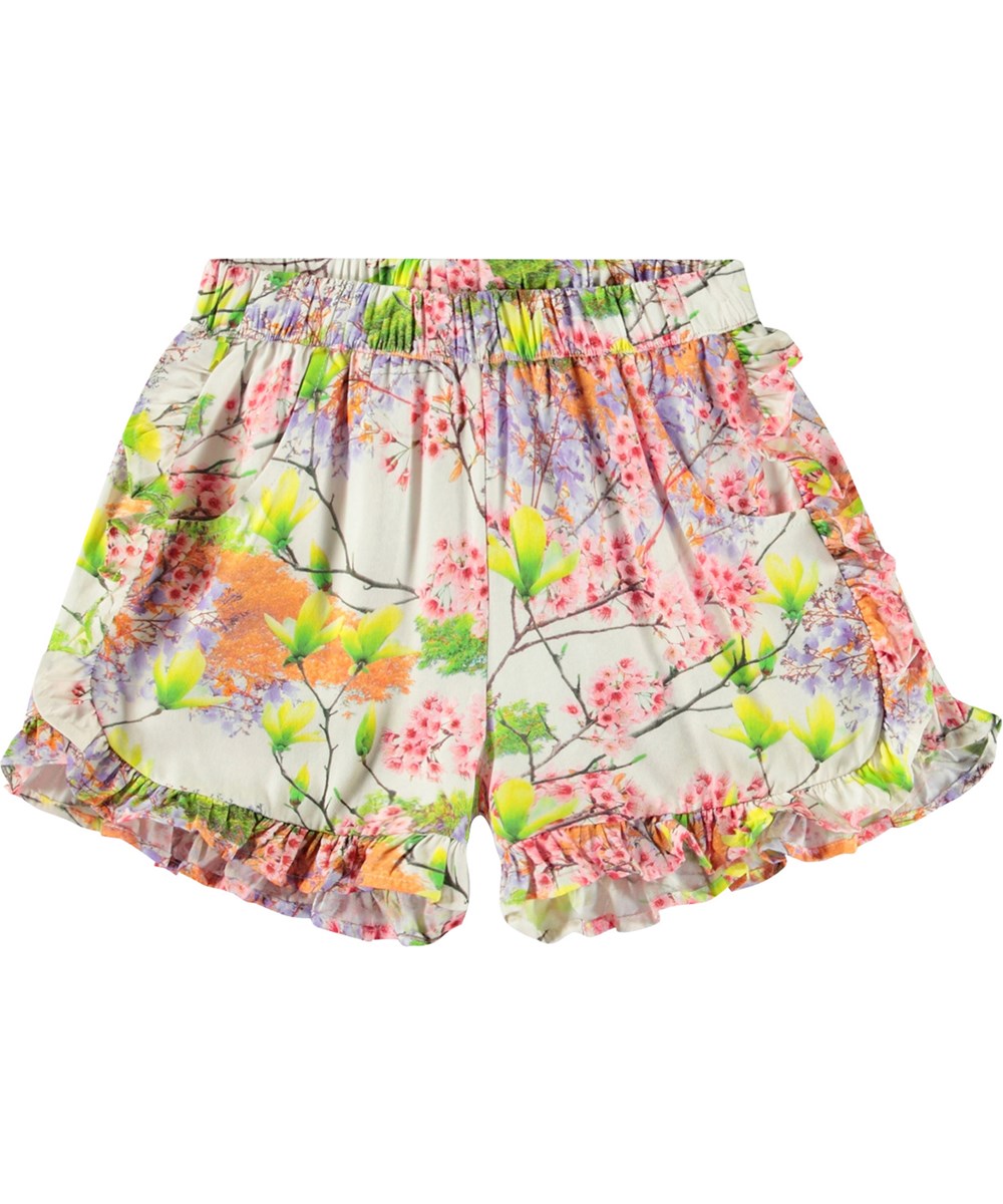 Acacia - In Bloom - Shorts i viskos med blommande träd för barn.