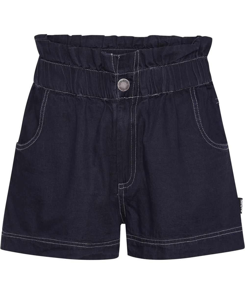 Adara - Dark Indigo - Mörkblå höga jeansshorts 