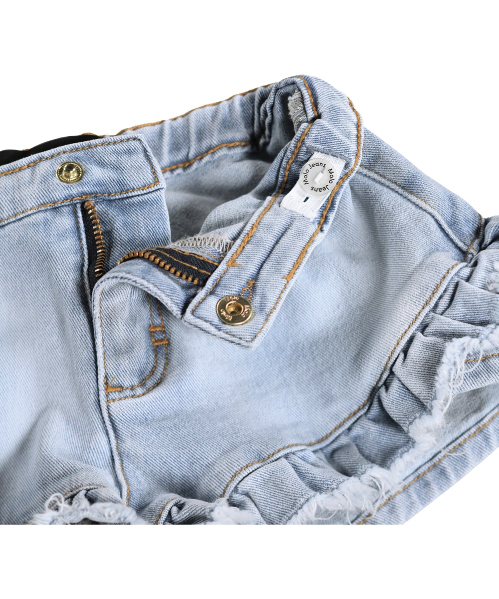 Agnetha - Bleached - Blå denimshorts för barn i bomull