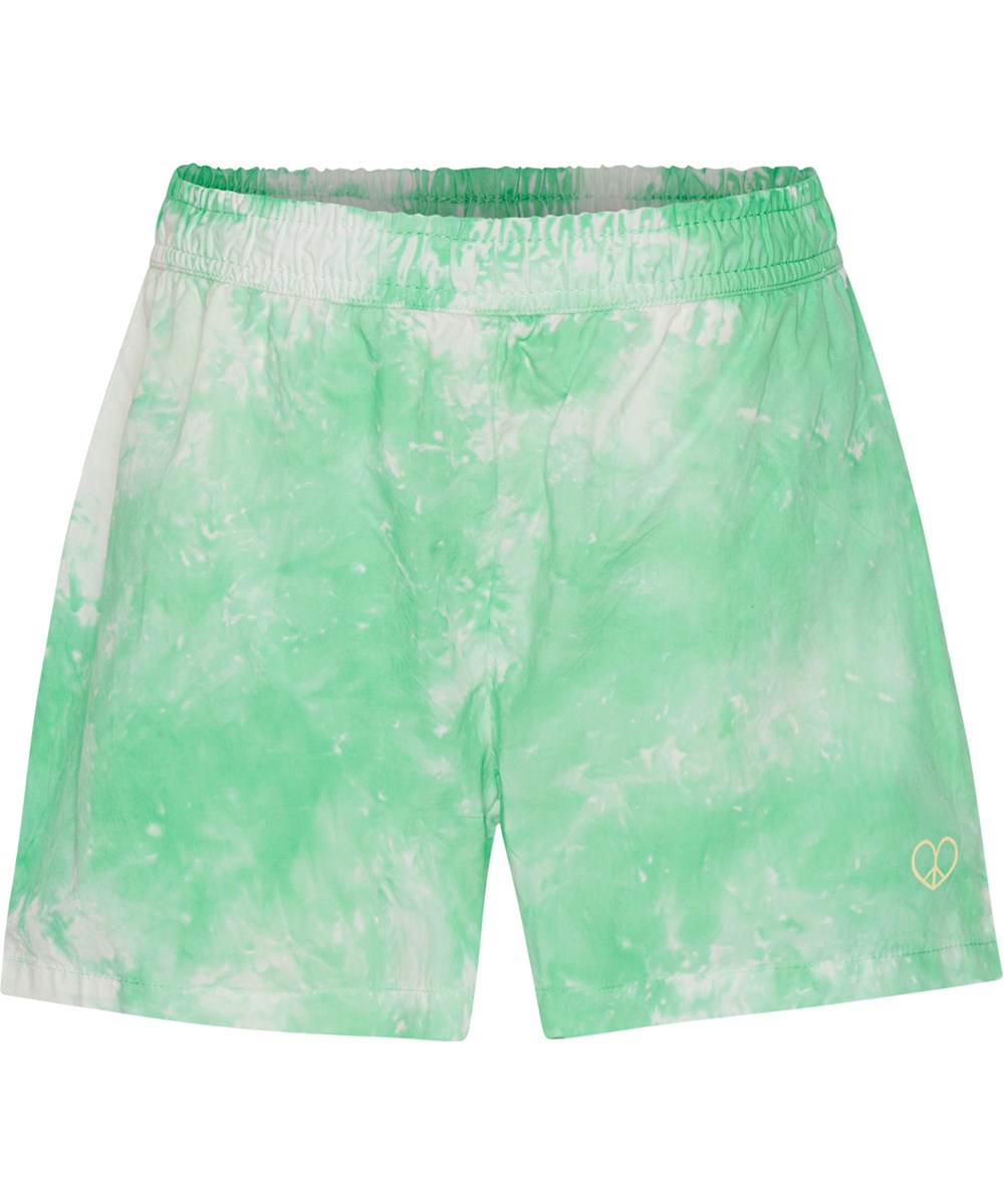 Air - Fresh Tie Dye - Gröna tie-dye shorts i ekologisk bomull.