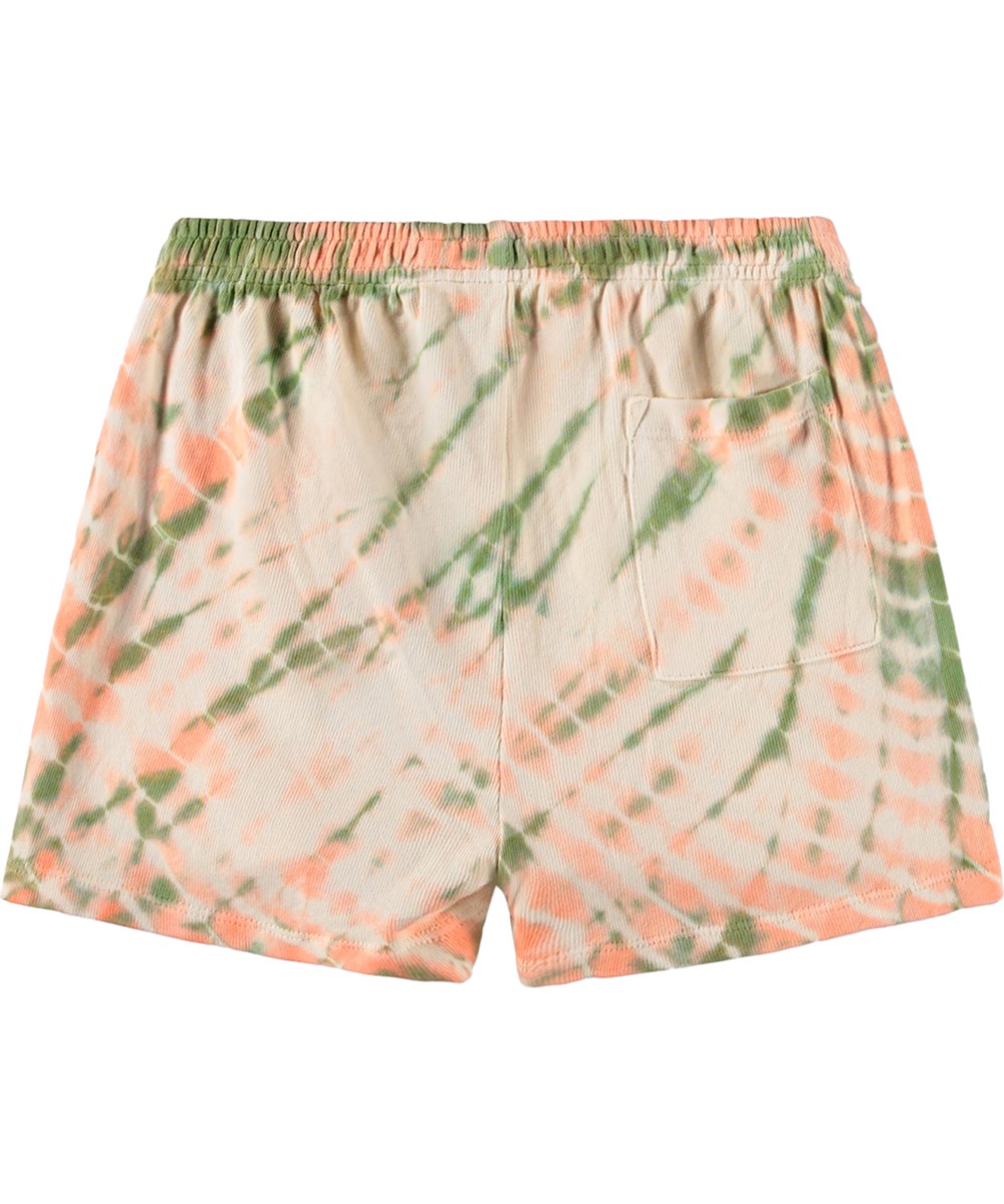 Akima - Garden Tie Dye - Rosa shorts för barn i ekologisk bomull med batikfärgning