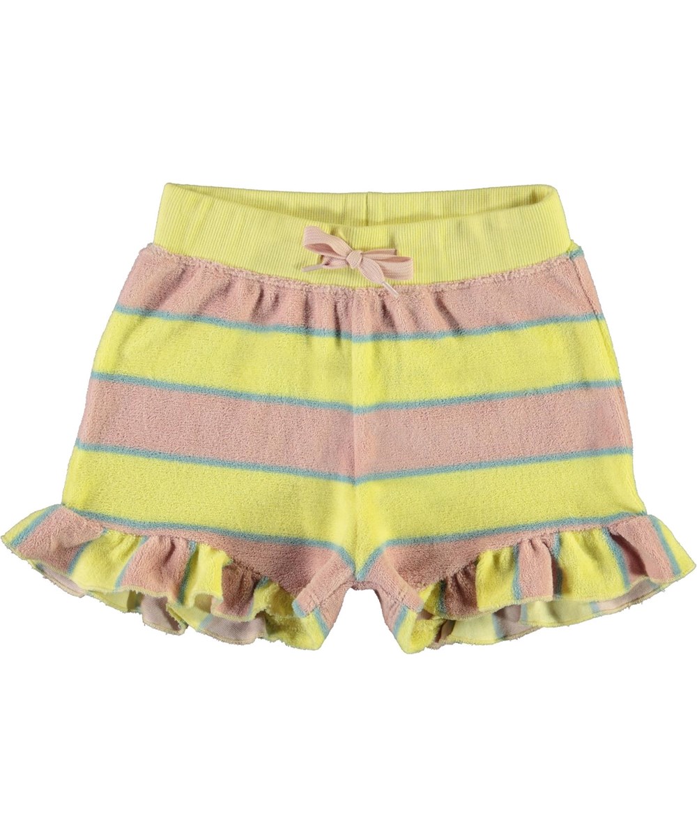 Ally - Ice Cream Stripe - Rosa och gul randiga frottéshorts