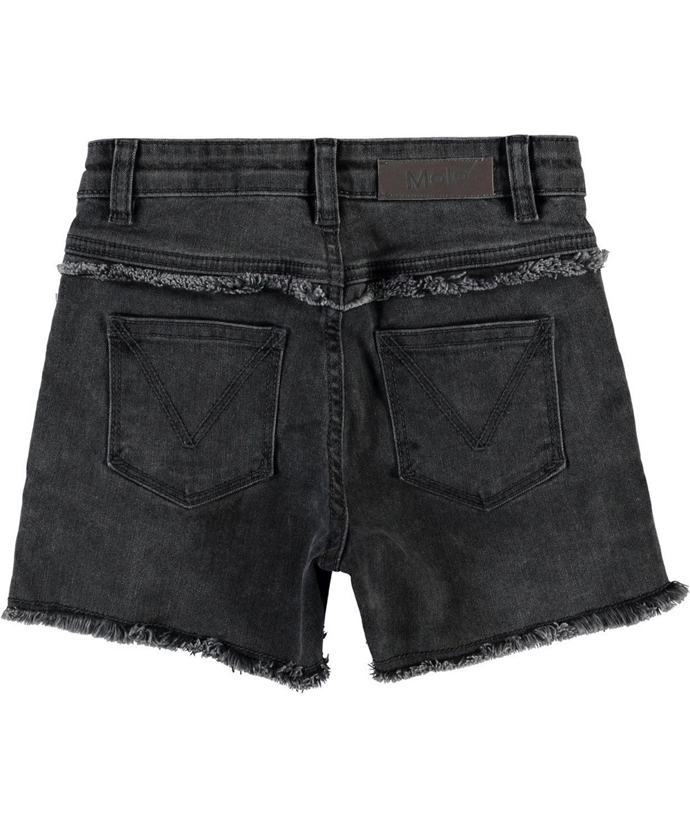 Alvira - Bluish Black - Svarta slitna jeansshorts