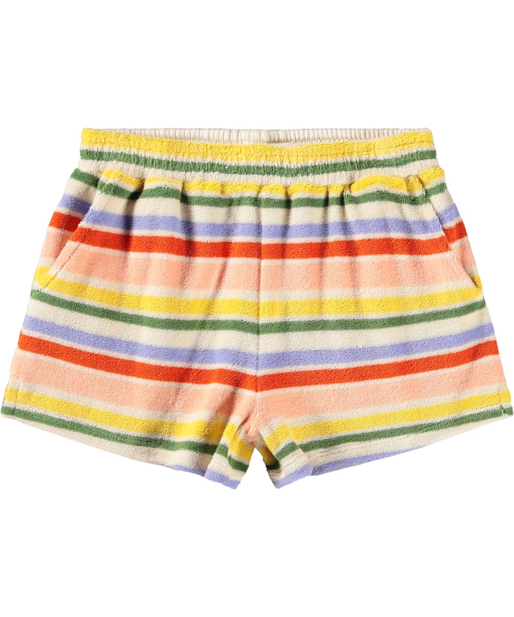 Angela - Together Stripe - Multirandiga shorts för barn i ekologisk bomullsfrotté