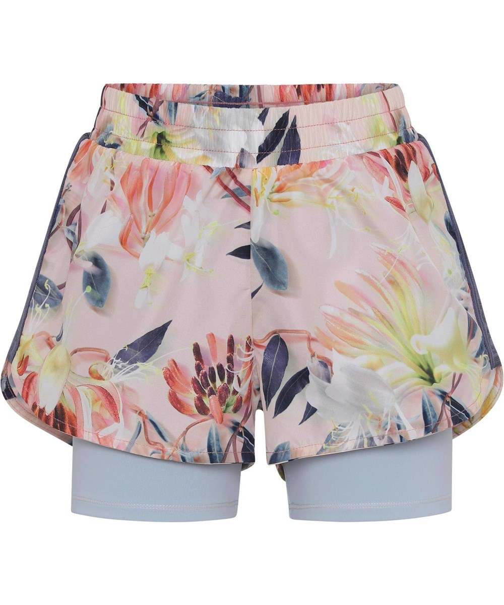 Omari - Motion Flower - Ljusa tvådelade sportshorts med blommor