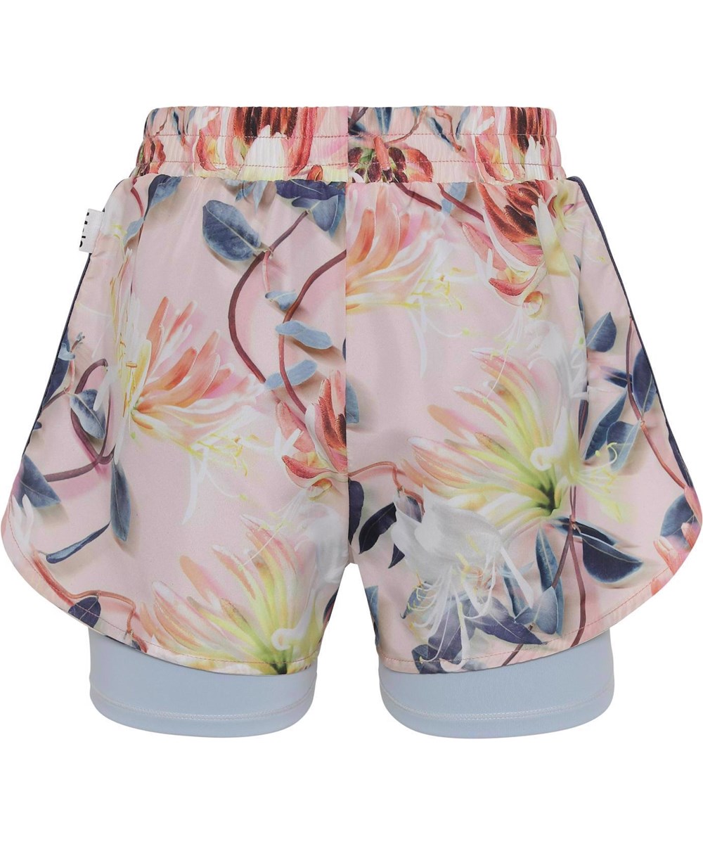 Omari - Motion Flower - Ljusa tvådelade sportshorts med blommor