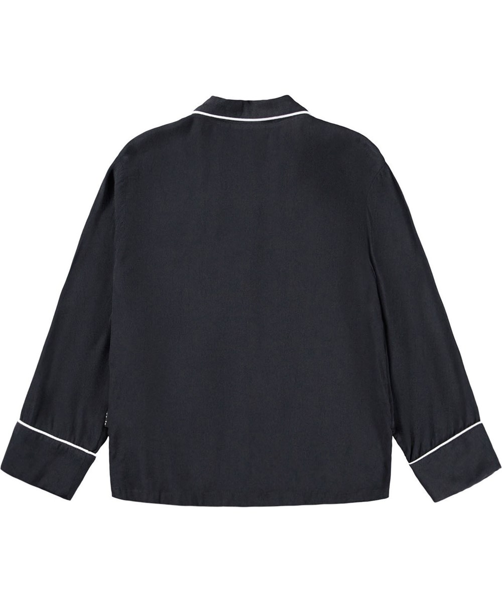 Rachelle - Black - Svart viskos pyjamas-skjorta för barn.