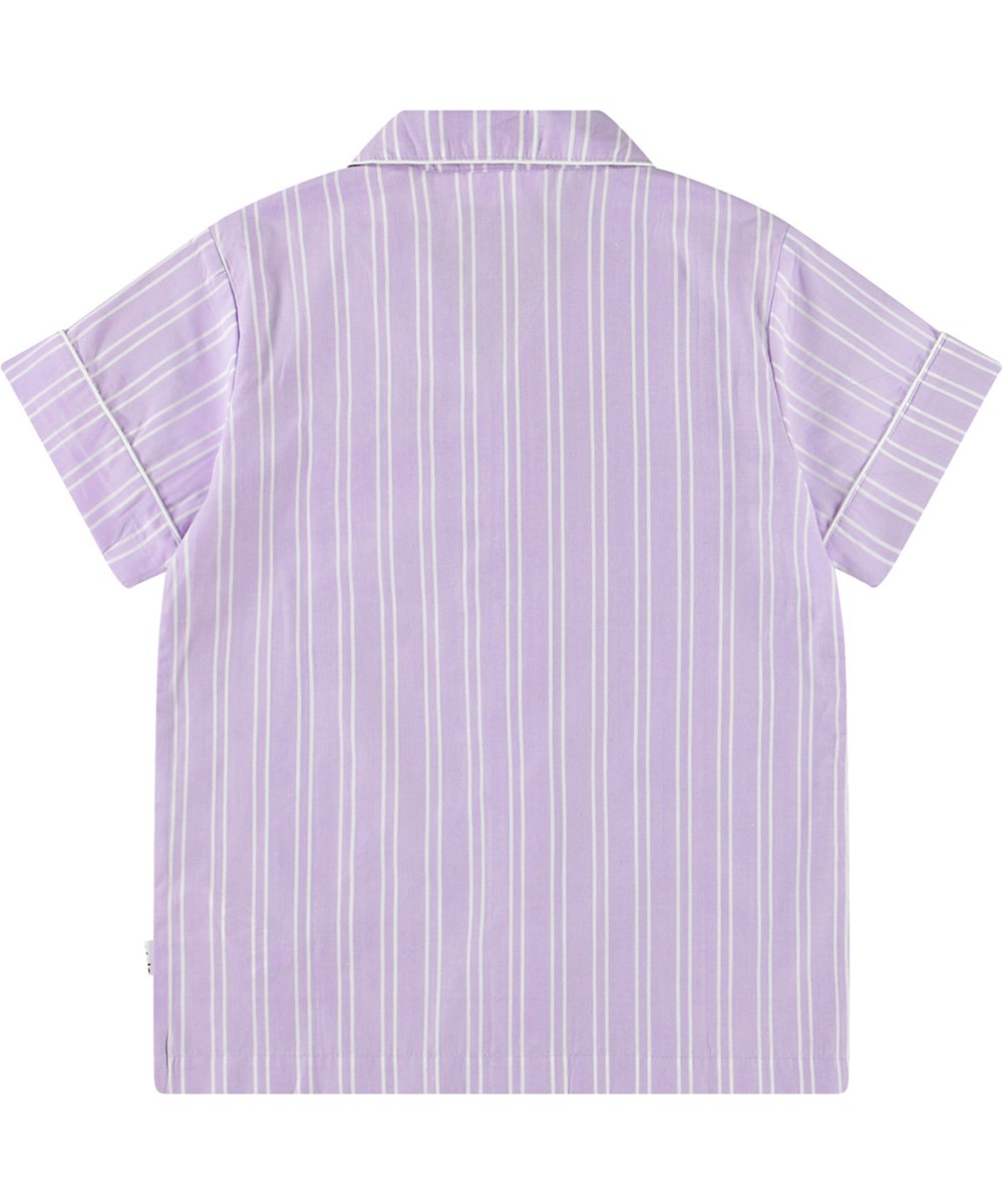 Rara - Purple Rail Stripe - Vit och lila randig t-shirt för barn i ekologisk bomull.
