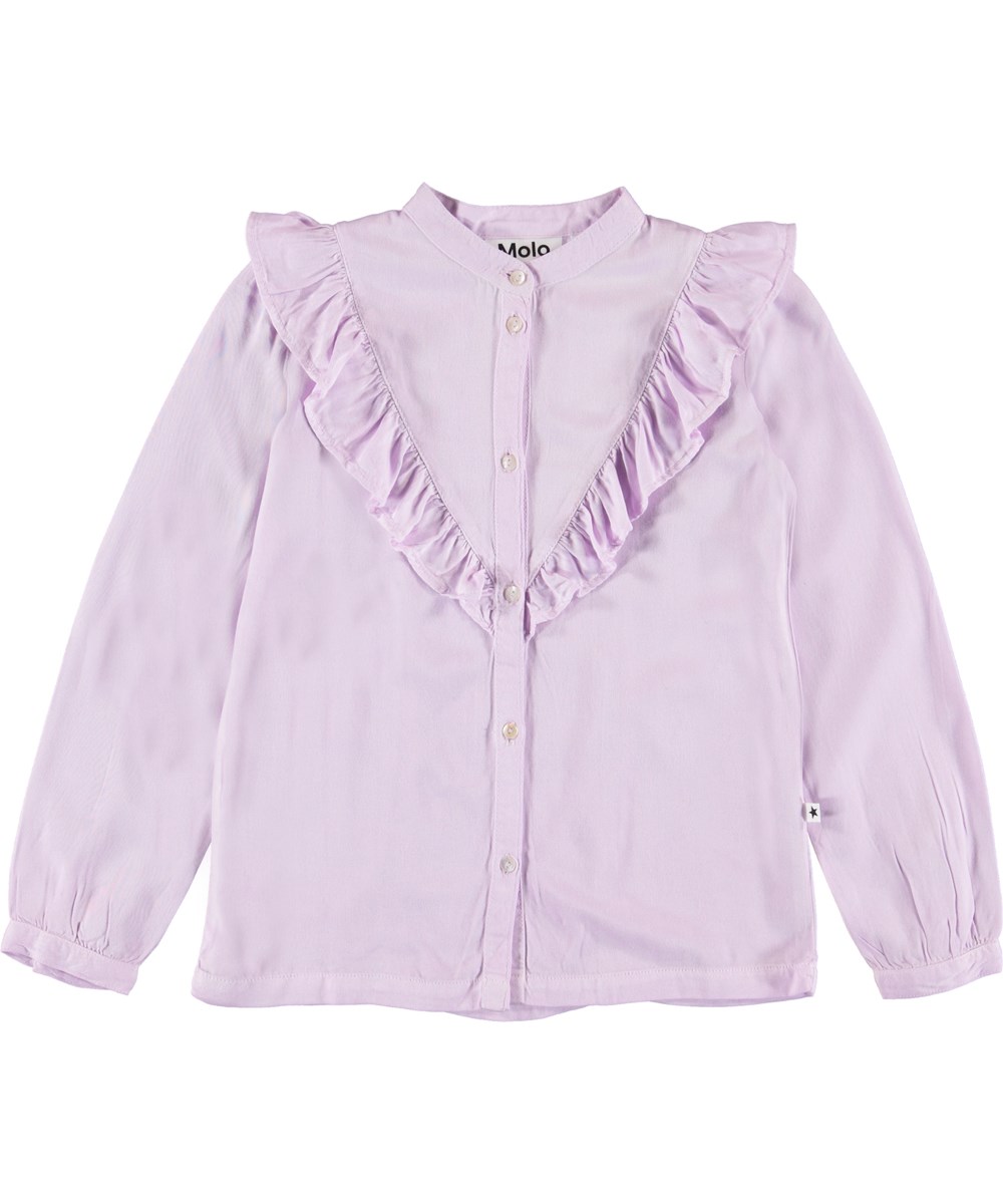 Rassine - Frozen Lilac - Lila skjorta med volangkant. 