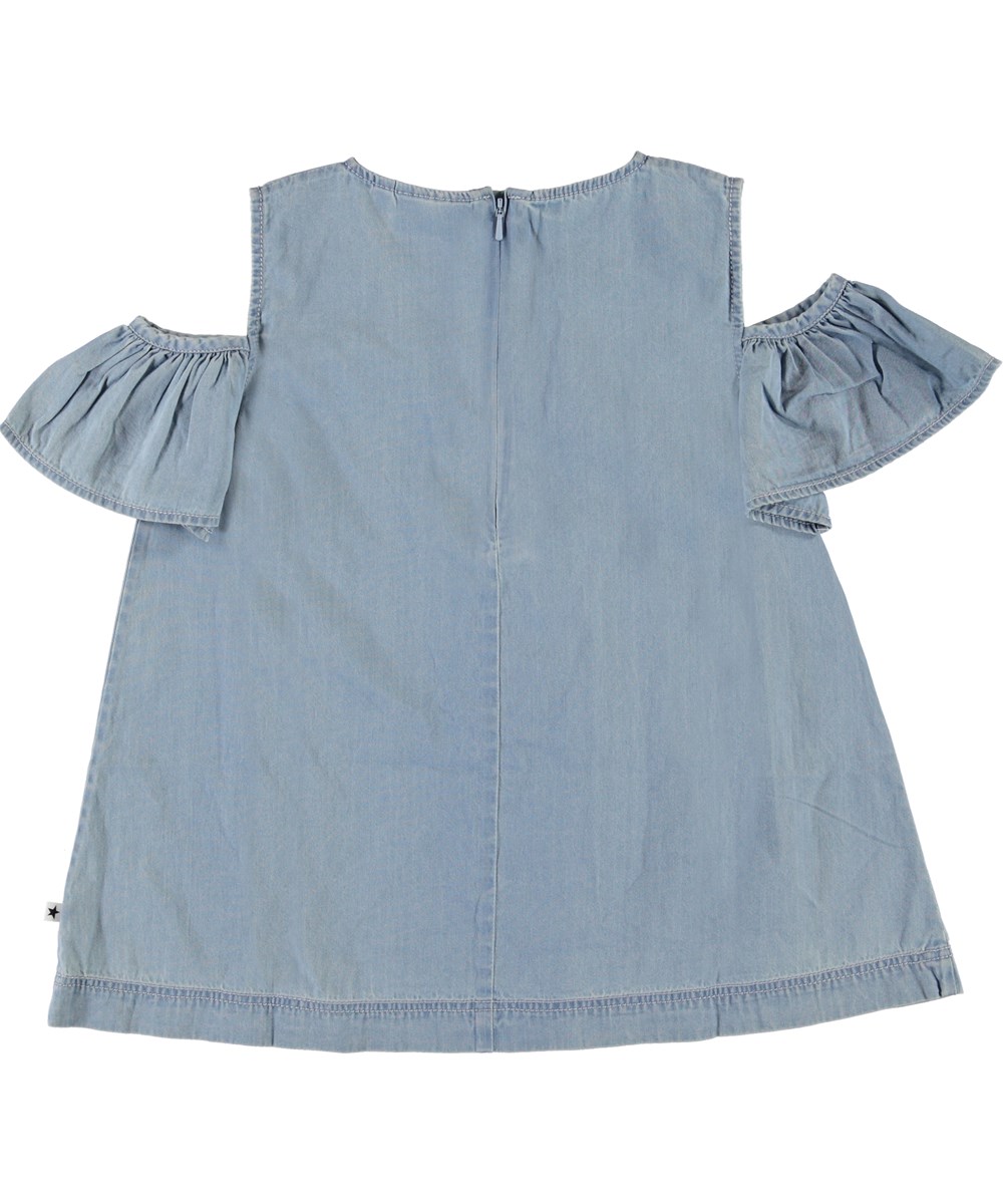 Refas - Summer Wash Indigo - Denim blus med öppna axlar