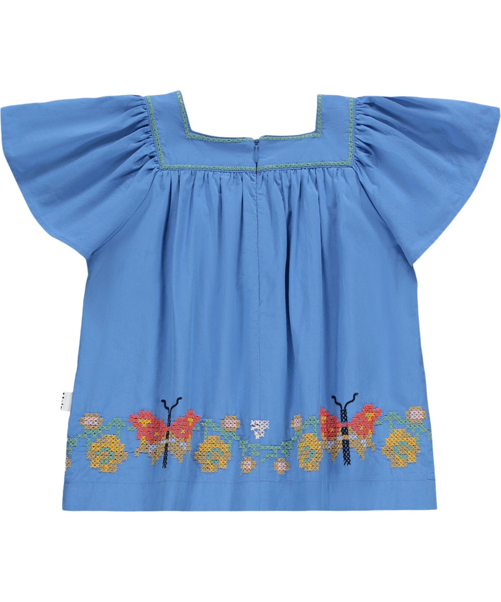 Rosalyn - Blue Flower - Blå bomullsskjorta för barn