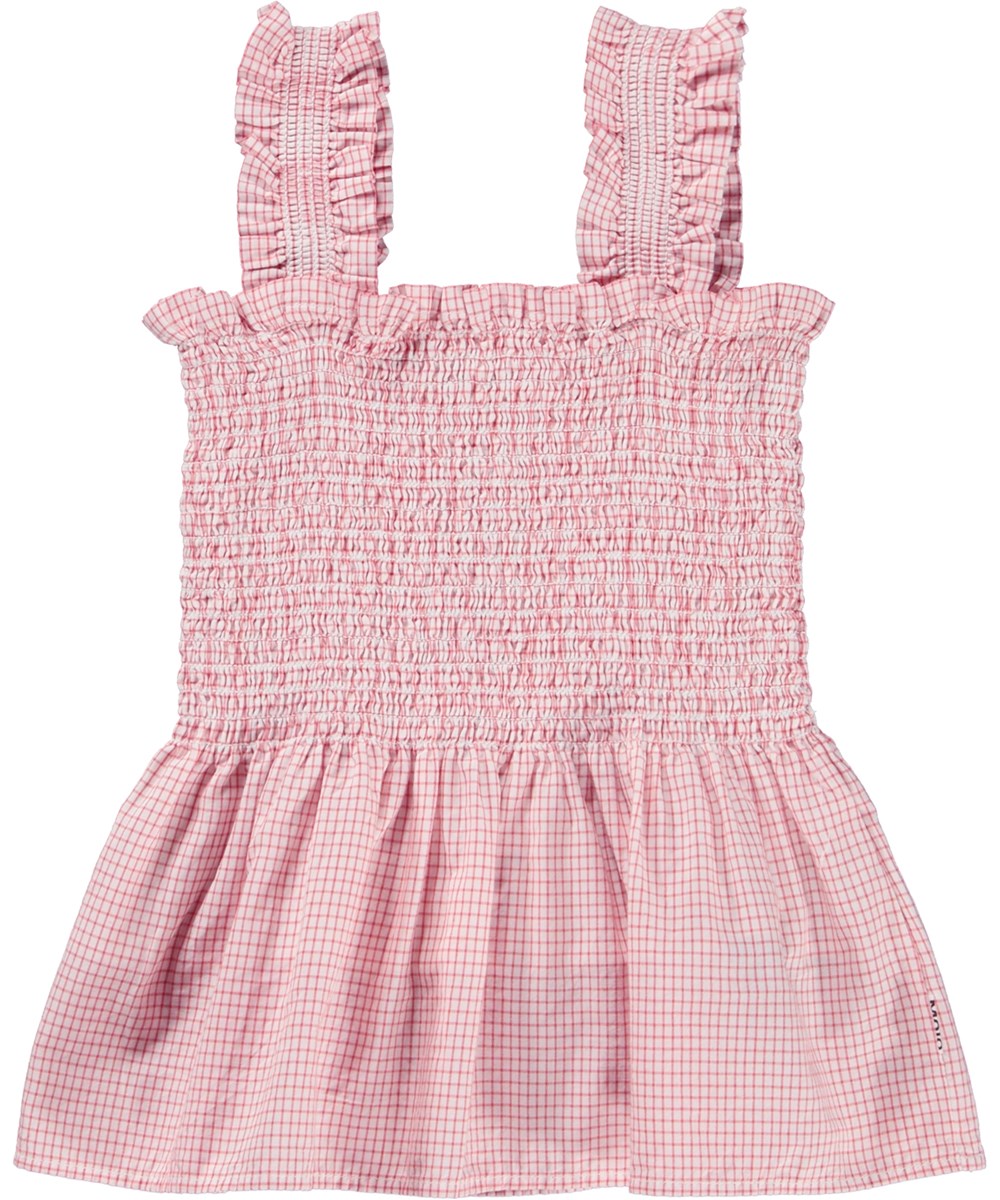 Rosine - Red Check - Röd och vit randig smock topp.