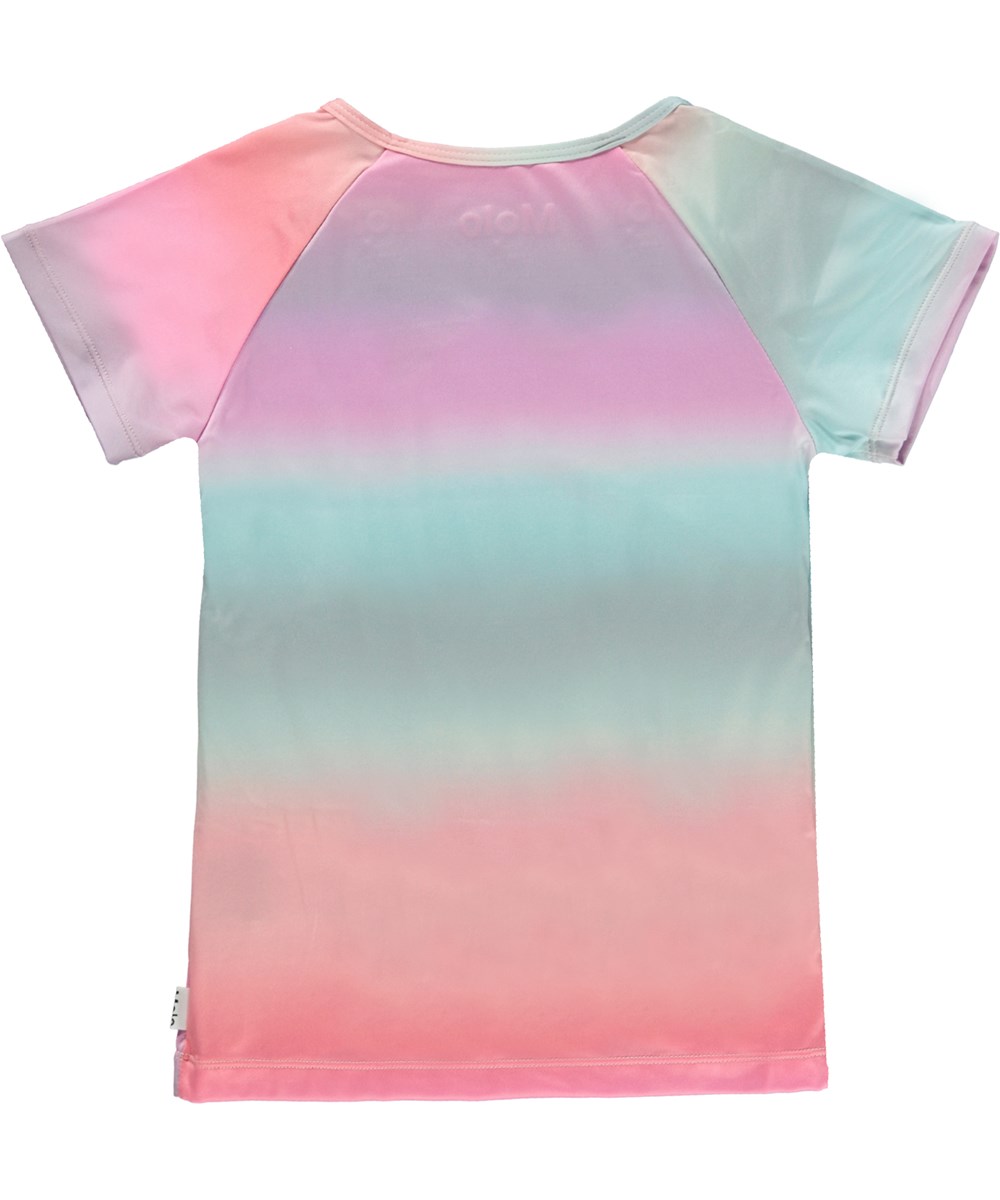 Oaklee - Misty Stripe - Omlott t-shirt med regnbågsmönster.