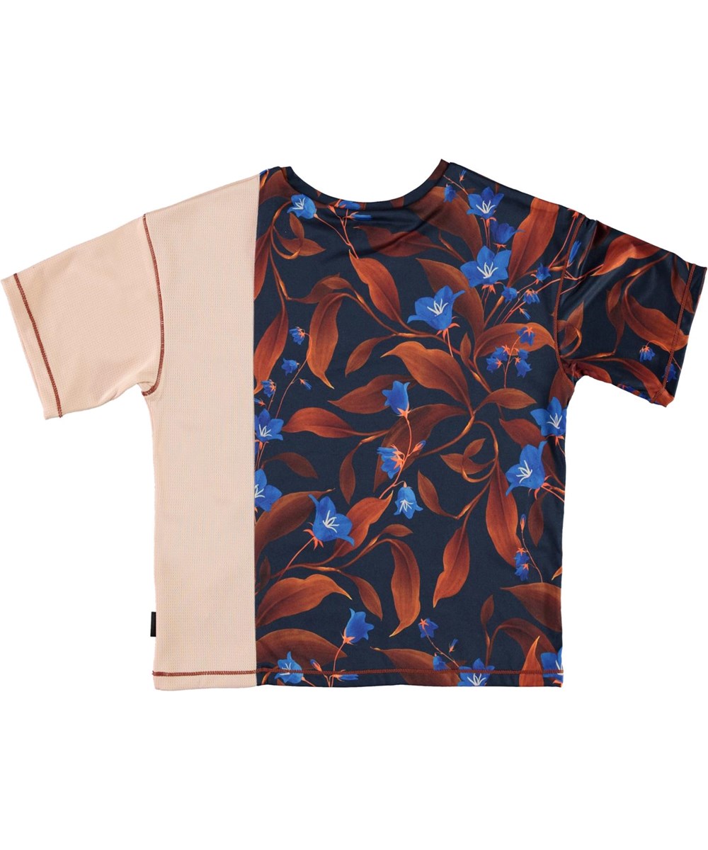 Odessa - Night Bloom_Big - Sport t-shirt med blåa och bruna blommor