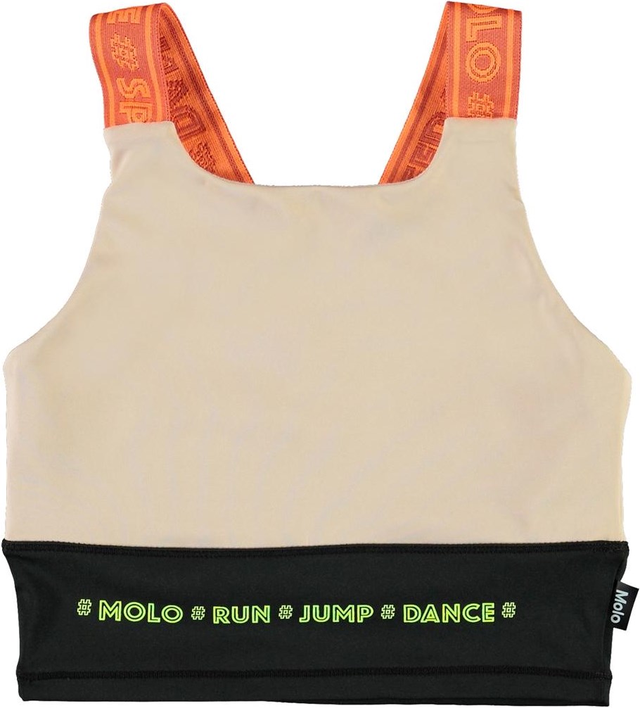 Oliva - Sporty Block - Sporttopp med orangea axelband