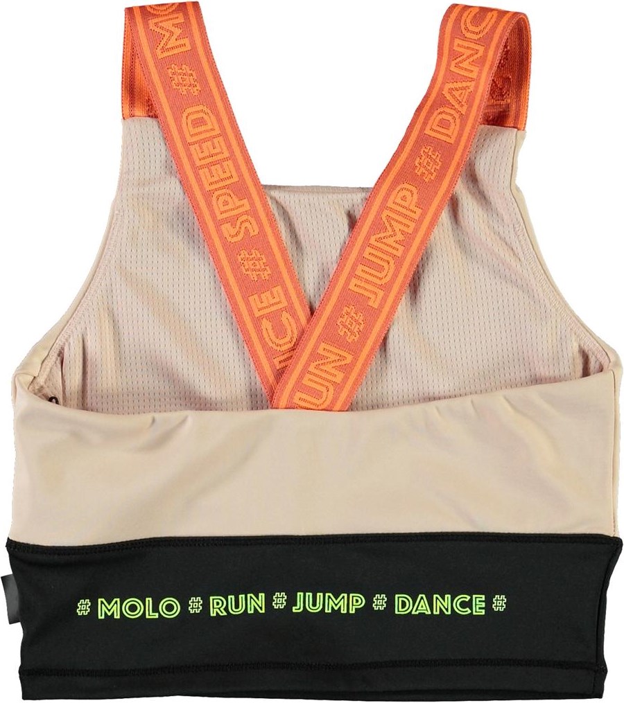 Oliva - Sporty Block - Sporttopp med orangea axelband