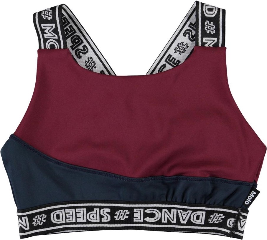 Olivia - Colour Block - svart sporttopp med text