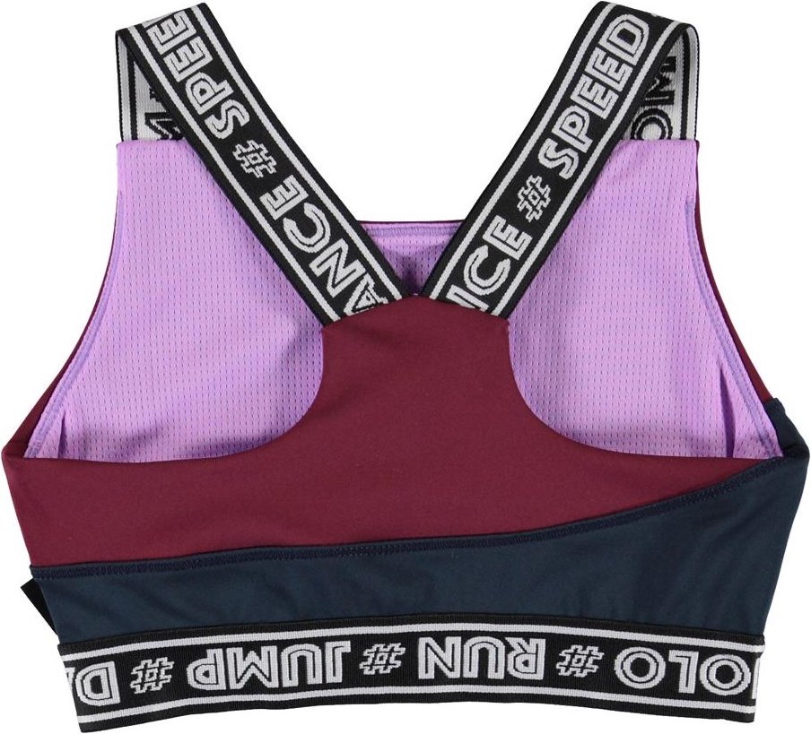 Olivia - Colour Block - svart sporttopp med text