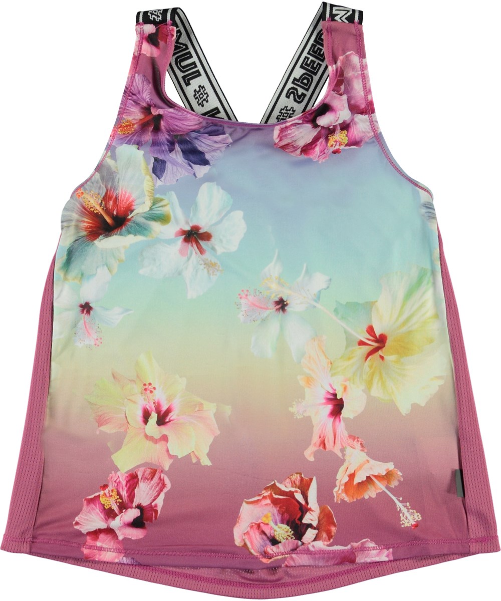 Oriana - Hibiscus Rainbow - Pink sportstop med blommigt tryck