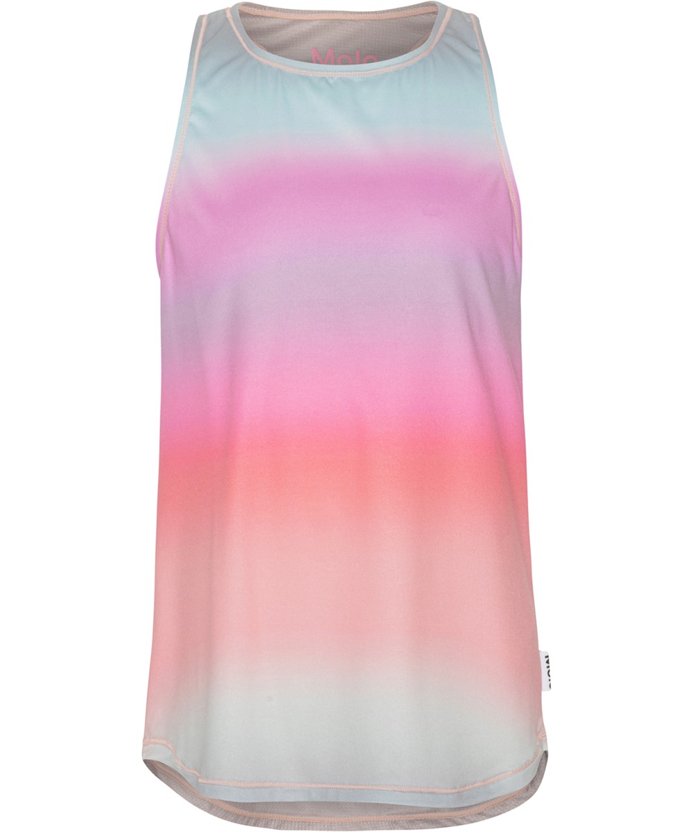 Oriana - Misty Stripe - Sporttoppp med pastellfärgat regnbågsmönster.