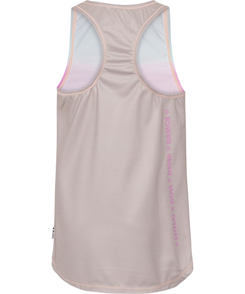 Oriana - Misty Stripe - Sporttoppp med pastellfärgat regnbågsmönster.