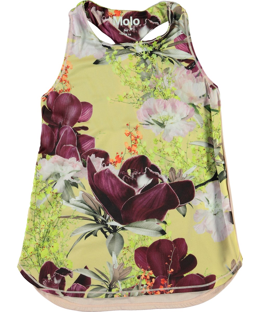 Oriana - Orchid - Lysegul sports top med blomster