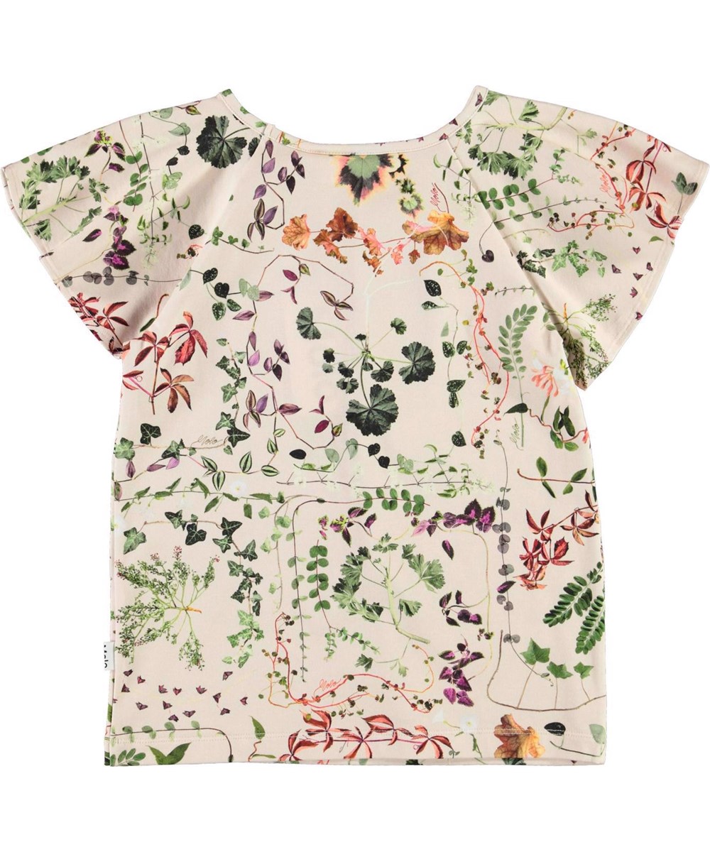 Rachel - Herbarium - Ekologisk rosa t-shirt med vilda blommor.