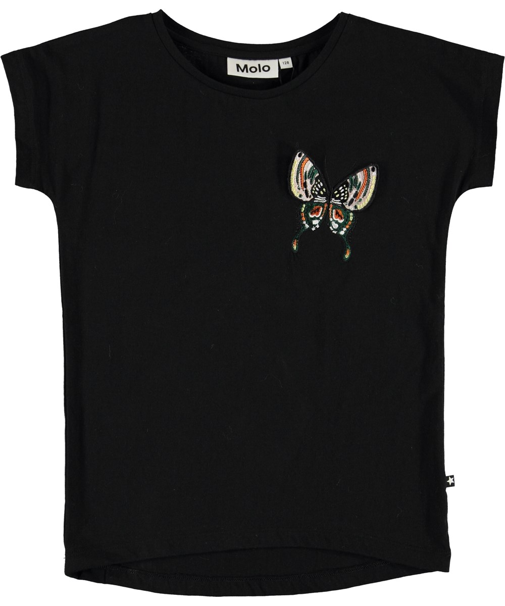 Ragnhilde - Black - Svart fjäril t-shirt