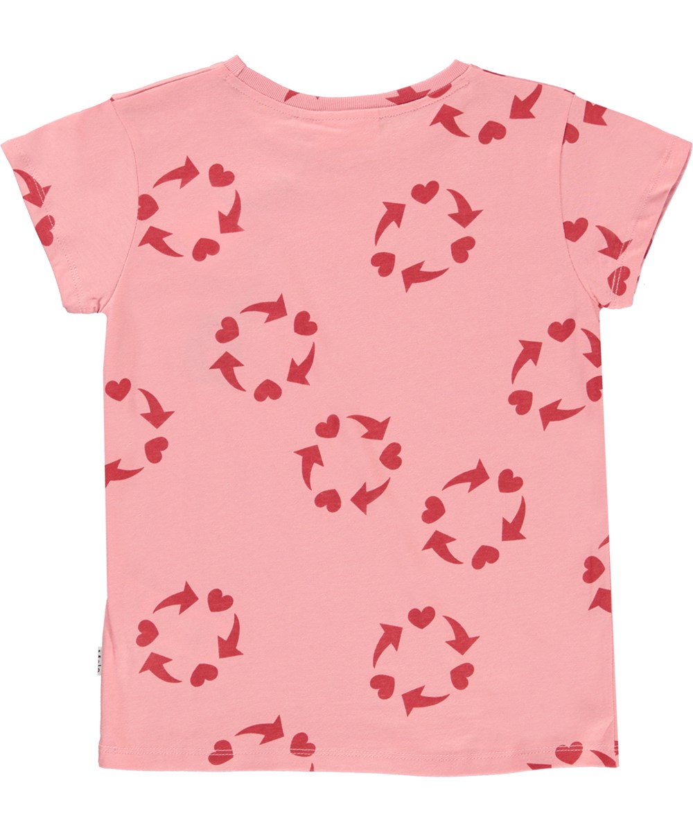 Ranva - Pink Love - Ekologisk rosa t-hirt  med återvunna hjärtan.