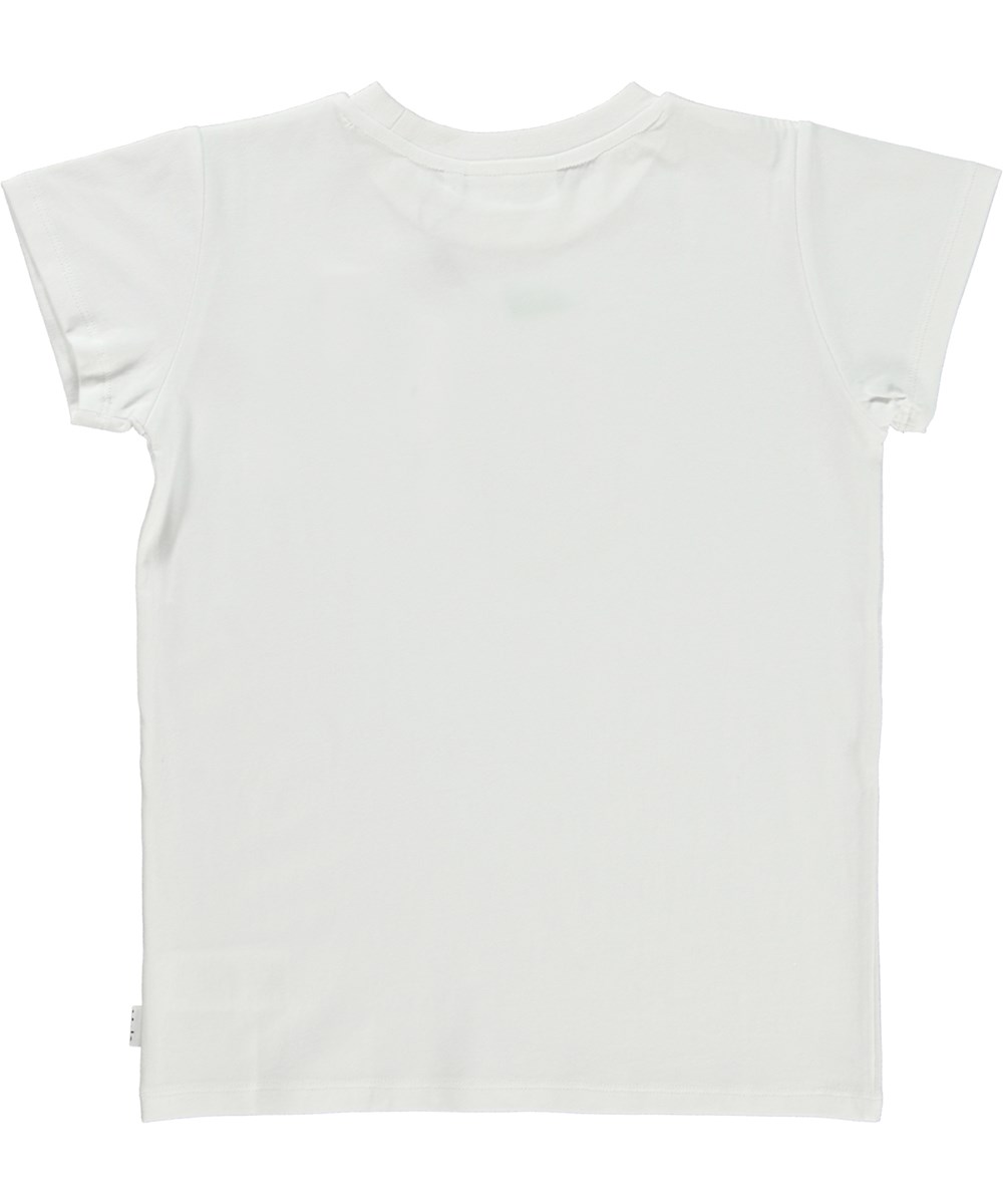 Ranva - White - Vit slimfit t-shirt med fjärilsbroderi.