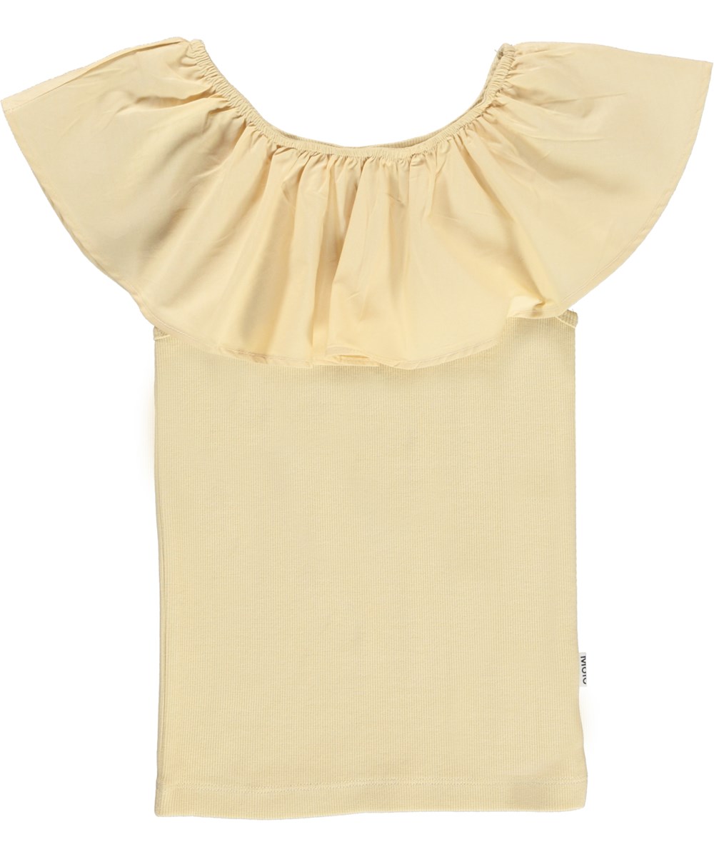 Reca - Starlight - Ekologisk ljusgul volangtopp.