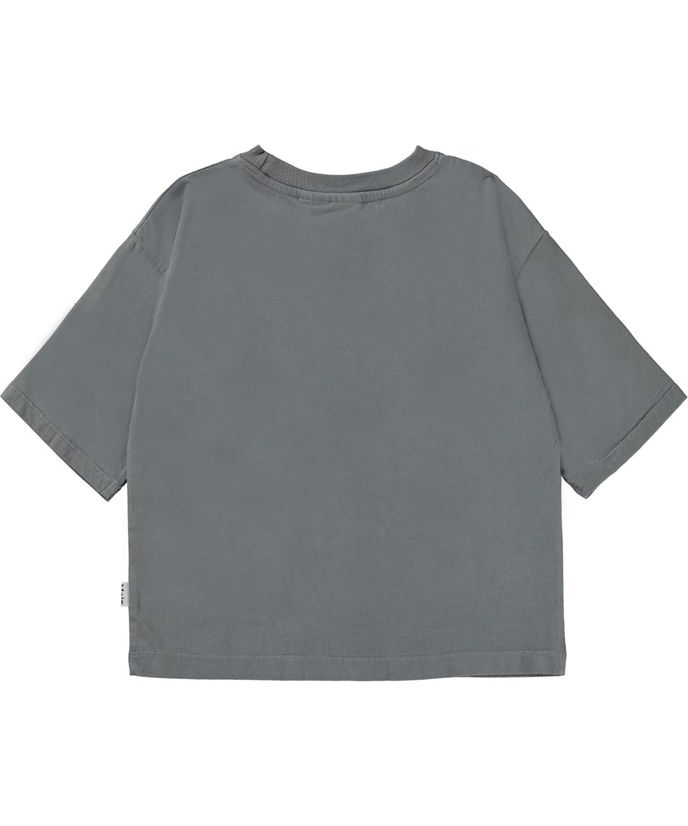 Reinette - Charcoal - Mörkgrå ekologisk t-shirt med smiley.