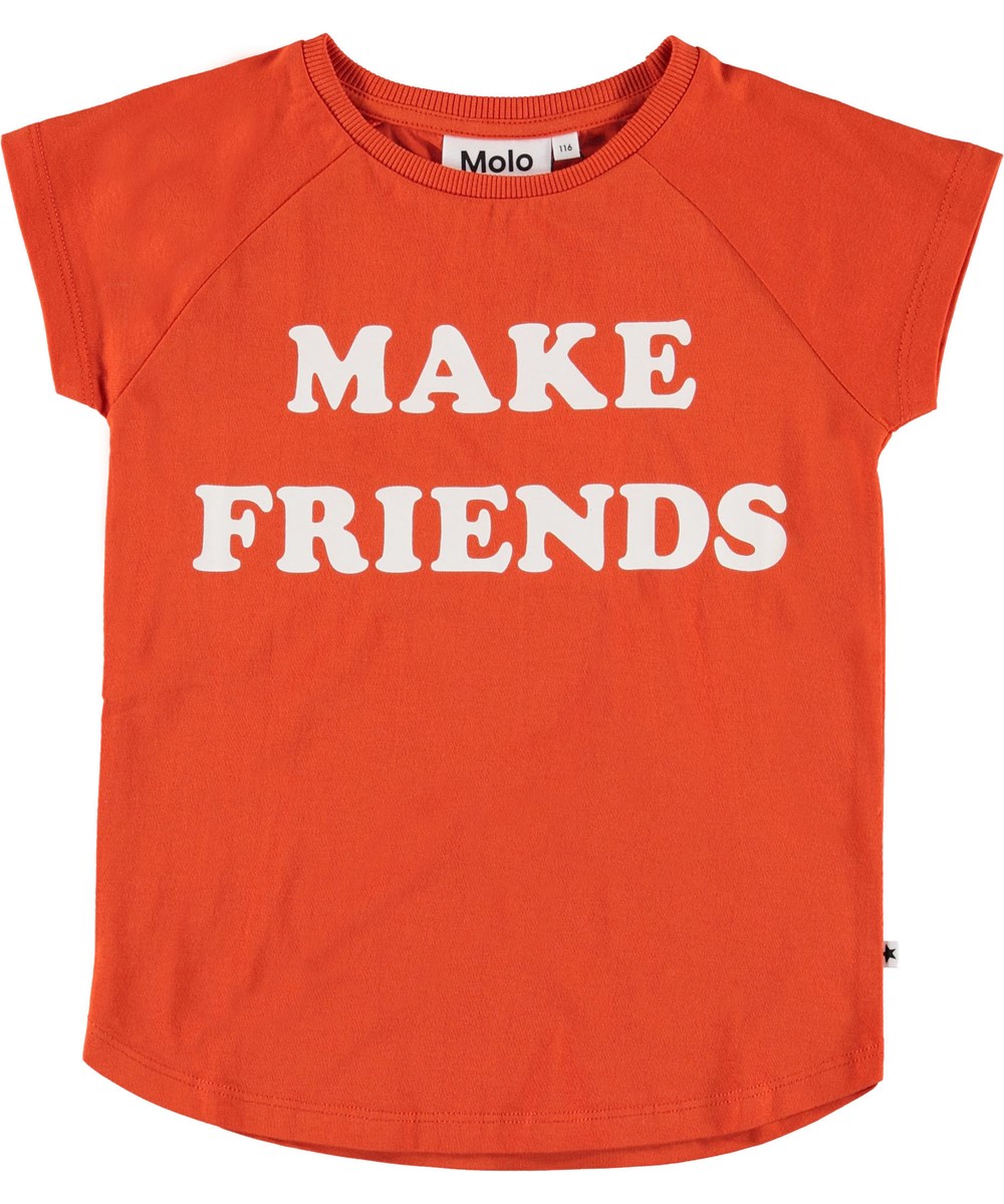 Reinette - Cherry Tomato - Röd t-shirt med make friends. 