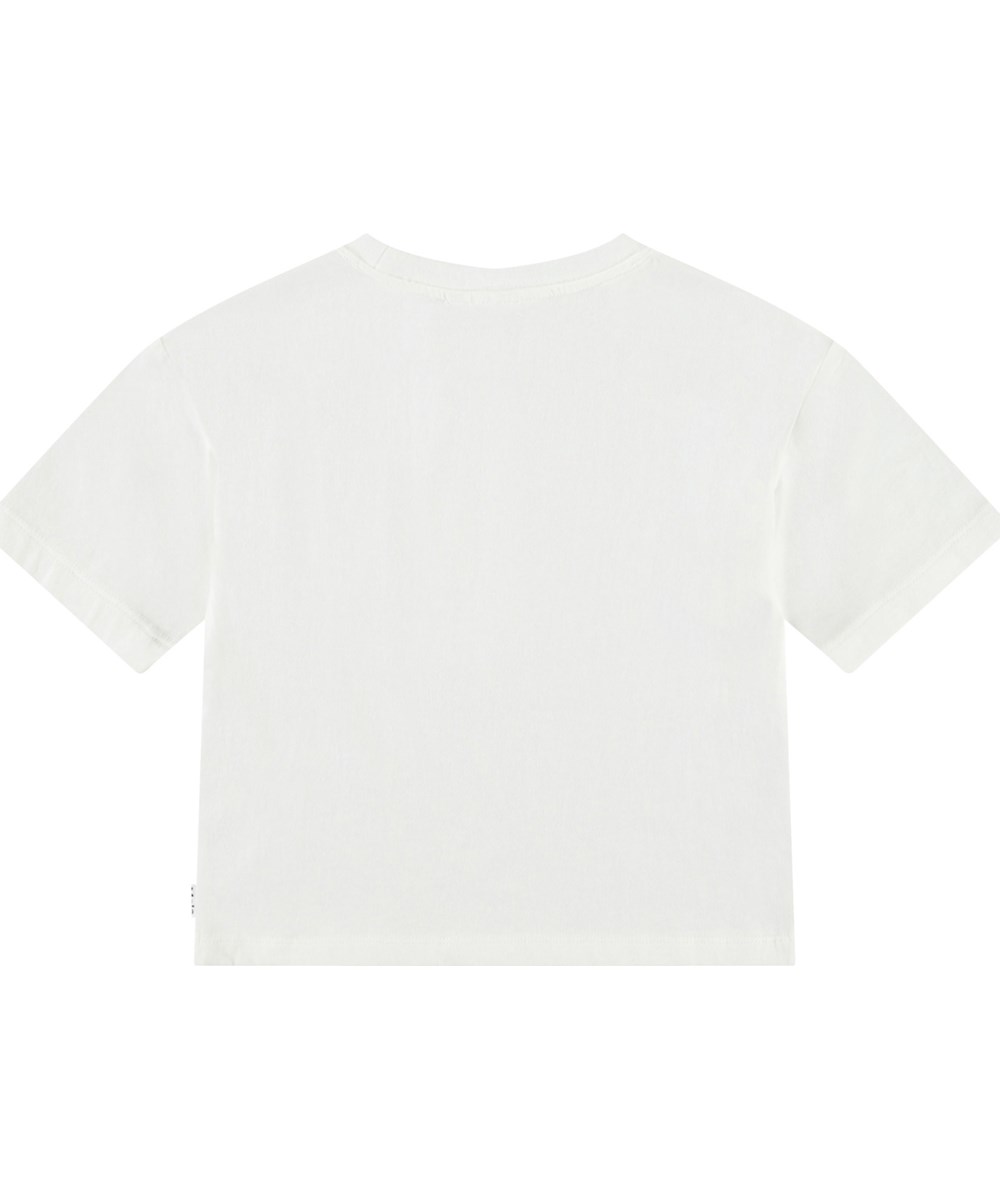 Reinette - You Glitter - Vit T-shirt med paljettbroderi för barn i mjuk ekologisk bomull och ribbad halsringning.