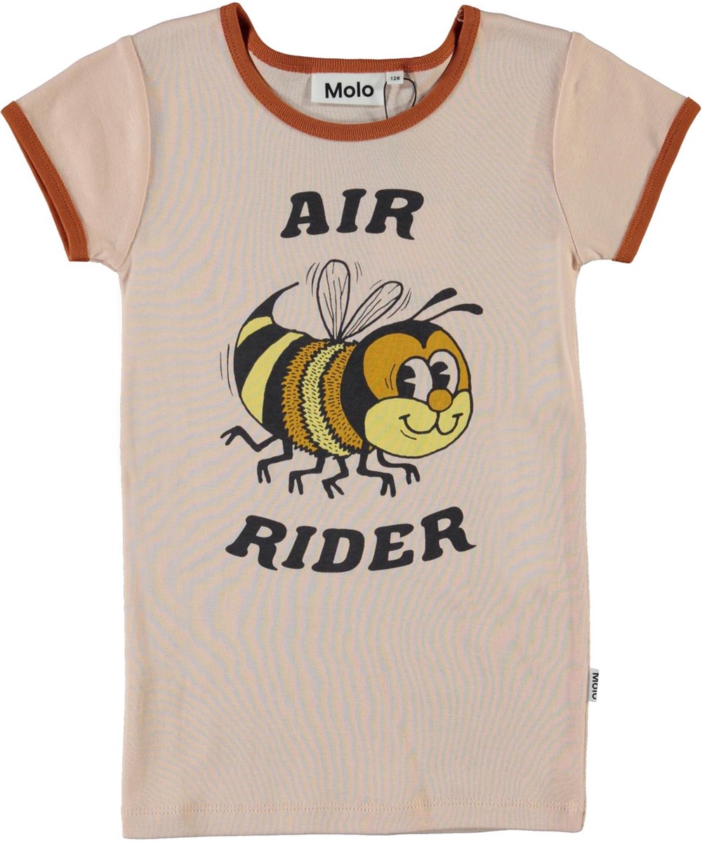 Rhiannon - Air Rider - Ekologisk rosa t-shirt med bi air rider