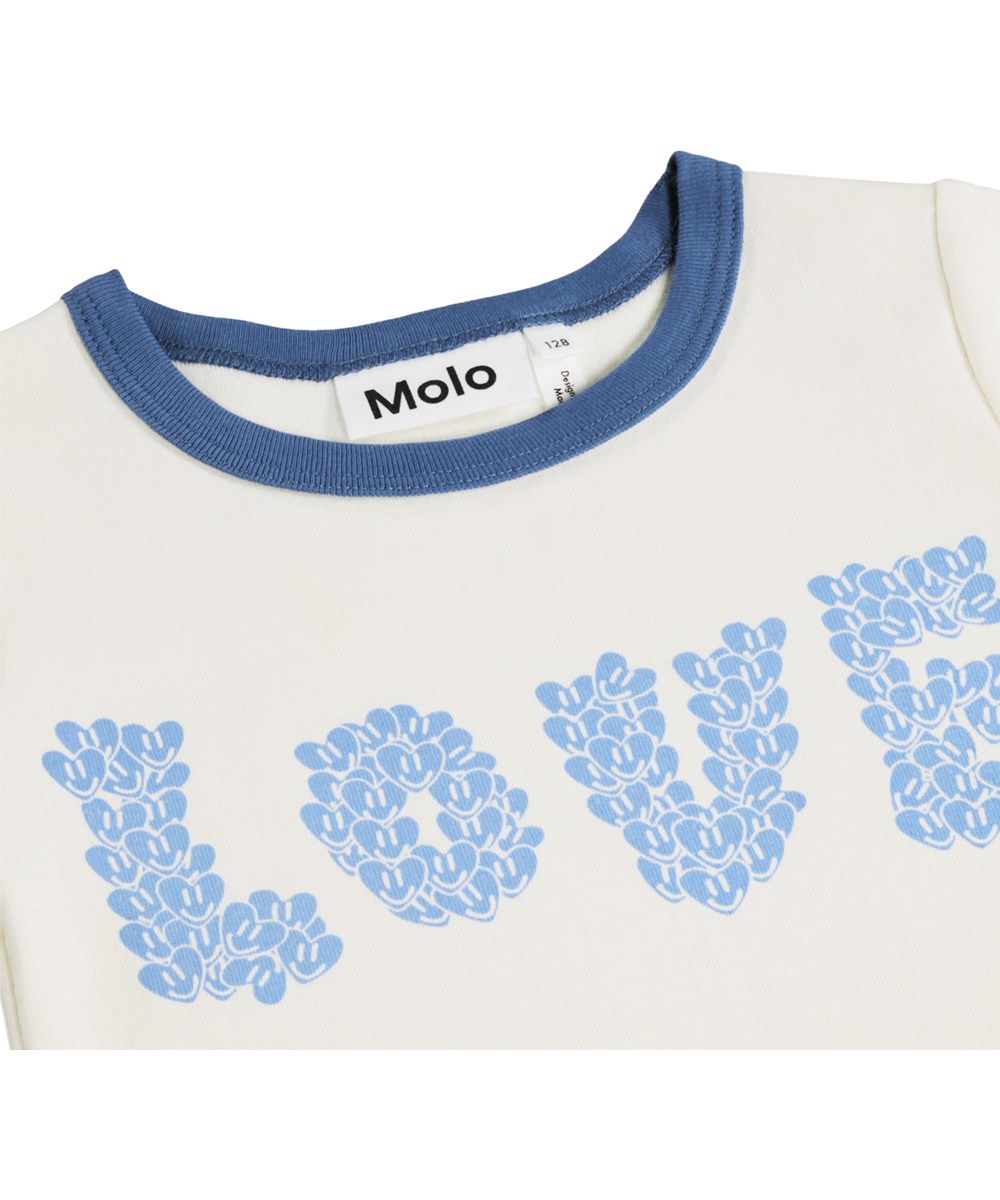 Rhiannon - Love Blue - Off-white T-shirt för barn i ekologisk bomull 