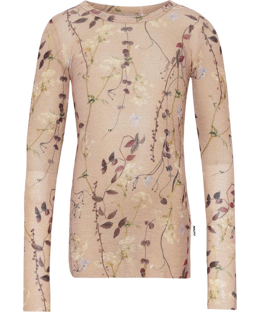 Rihanna Wool - Delicate Branches - Basic ulltröja i rosa med blommor.