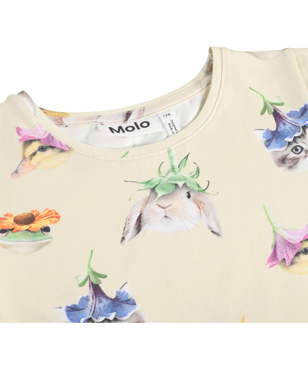 Rimona - Floral Fun - Beige T-shirt för barn i ekologisk bomull