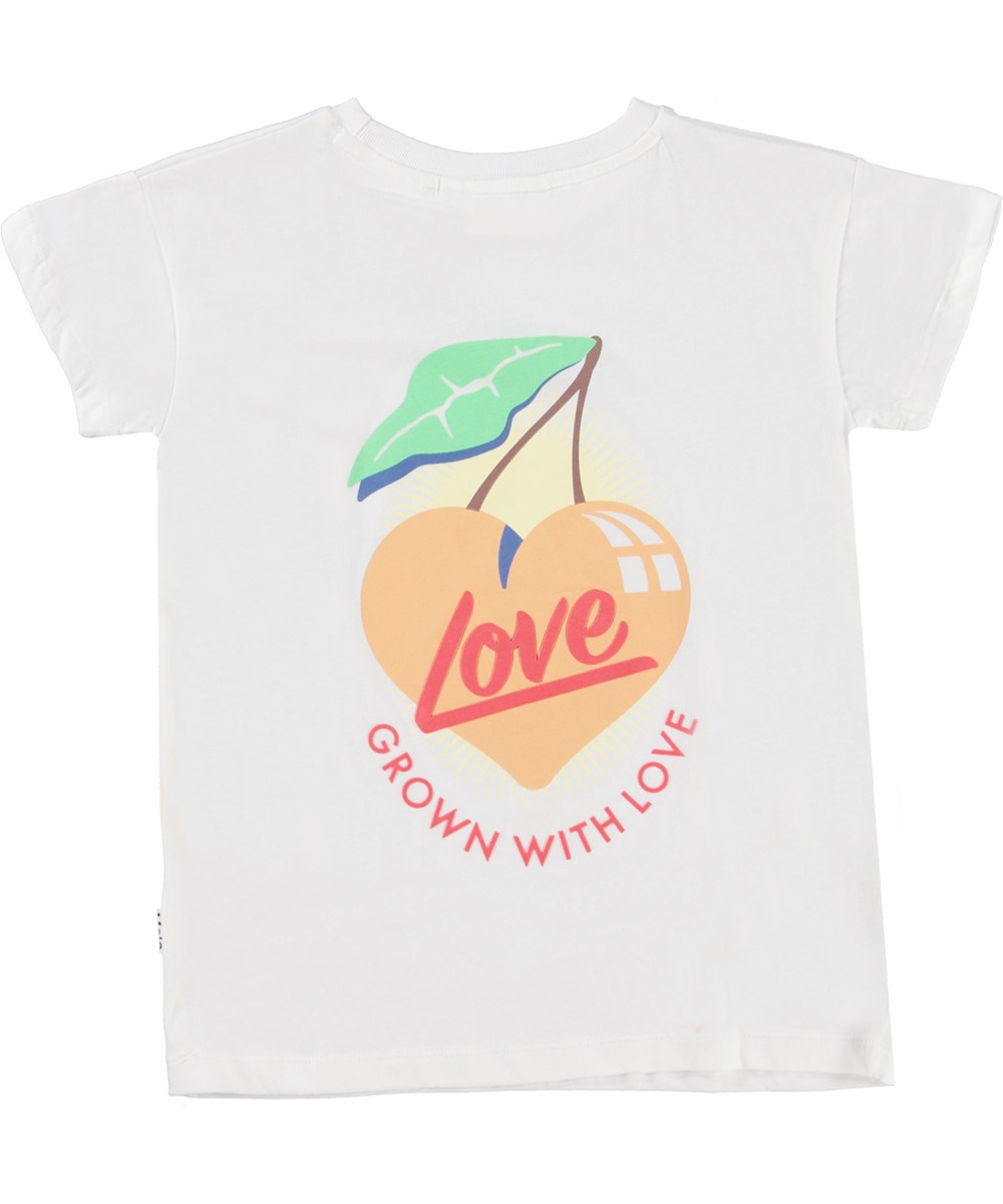 Robine - White - Ekologisk vit t-shirt med persikhjärta.