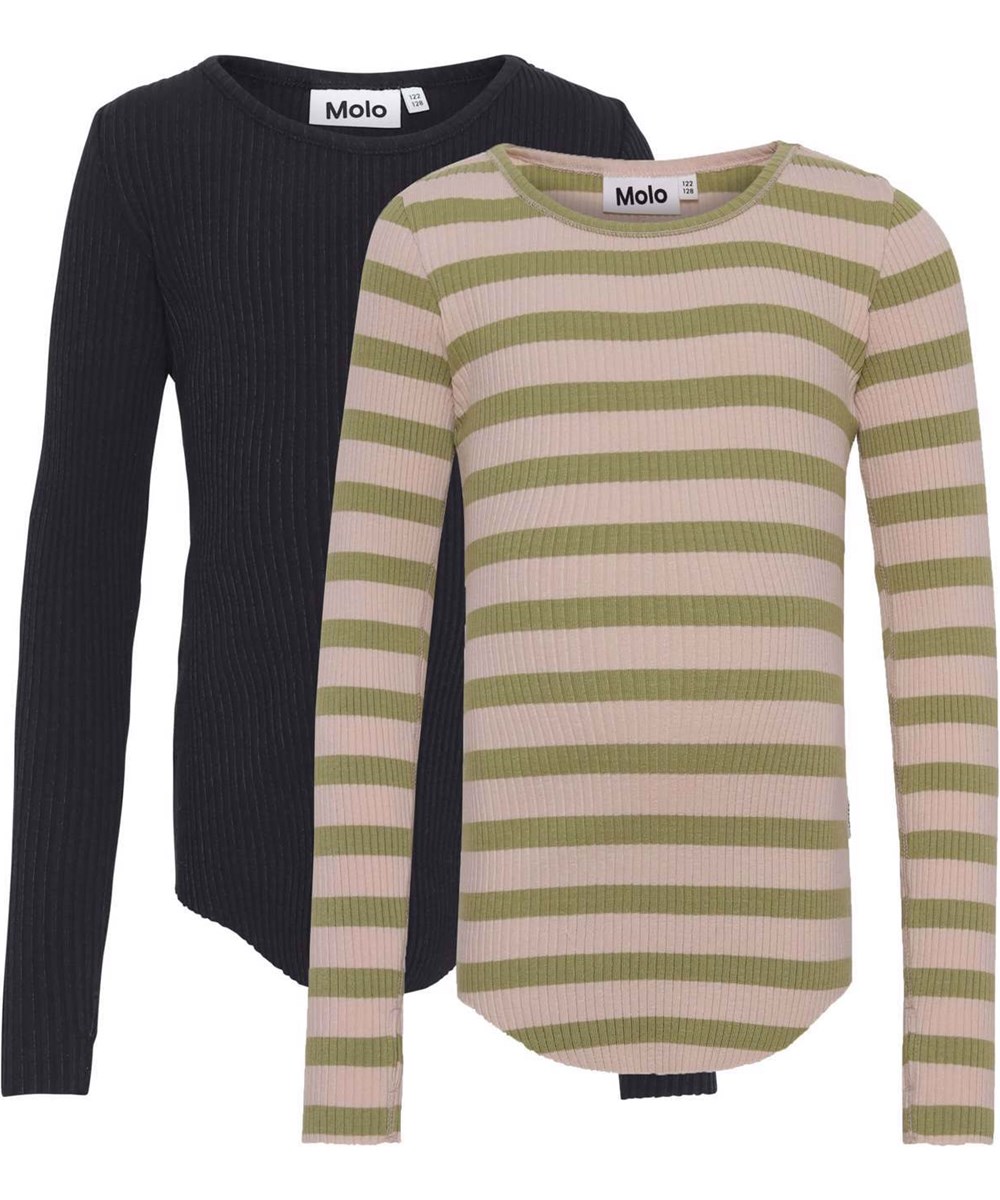 Rochelle 2-Pack - Cedar Black - Ekologiskt 2-pack tröjor i svart och randig.