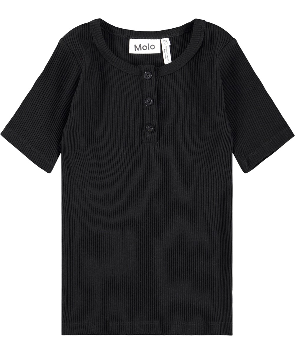 Rosey - Black - Svart t-shirt för barn i viskosribba