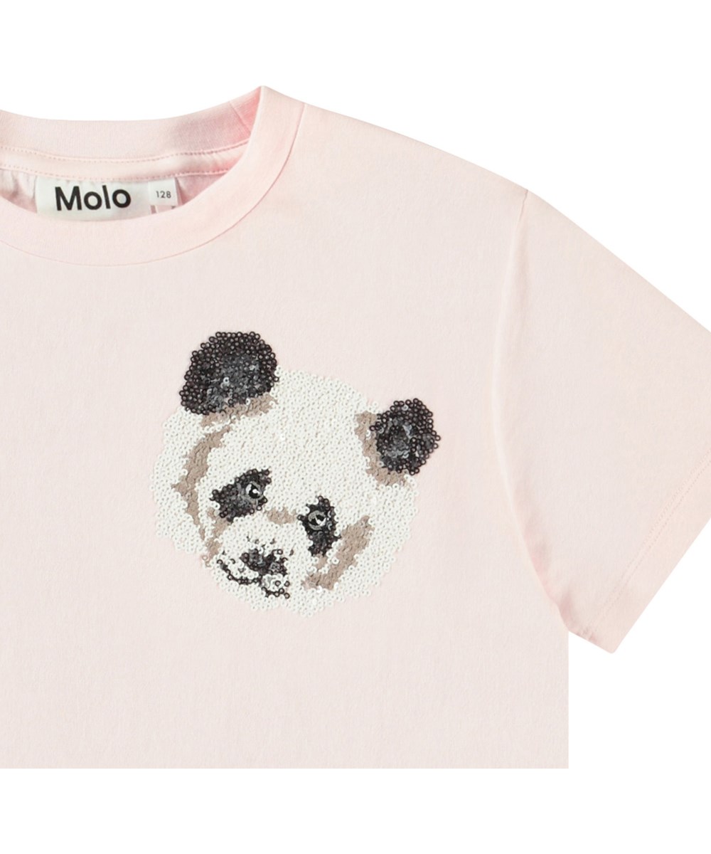 Roxo - Charlotte Pink - Rosa t-shirt för barn i ekologisk bomull med korta ärmar, ribbad halsringning och lös passform.