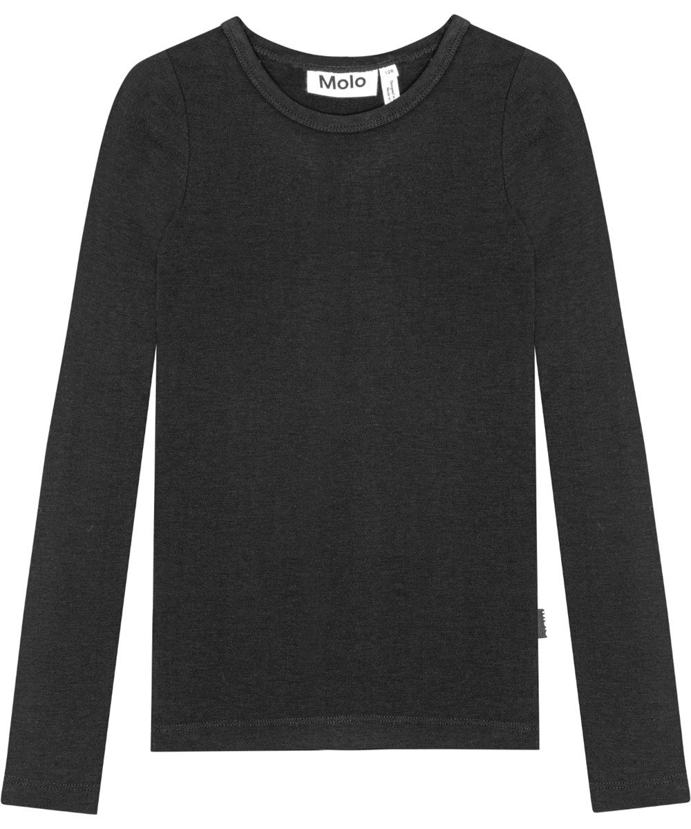 Ruana - Black - Långärmad svart tröja i stretchigt viskosmaterial och åtsittande passform.