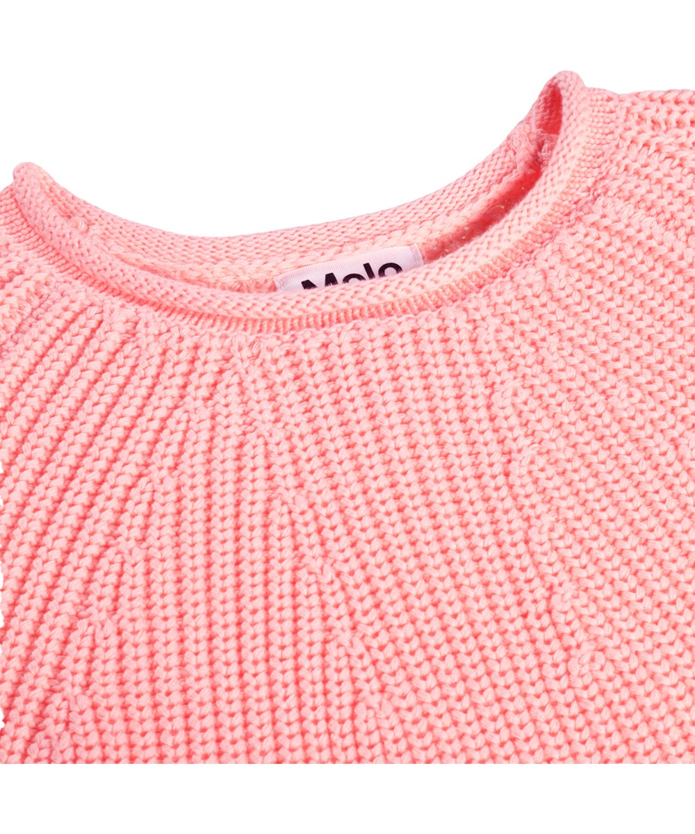 Gaye - Peach Bud - Rosa stickad tröja för barn i ekologisk bomull