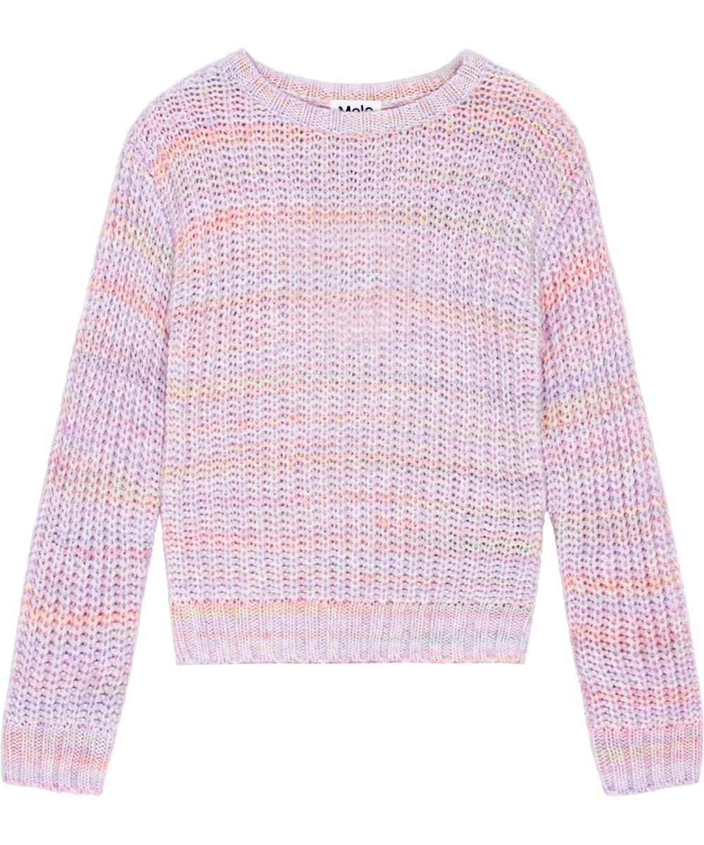 Gaylen - Multi Lavender - Lila stickad tröja med ribbad kant och normal passform.