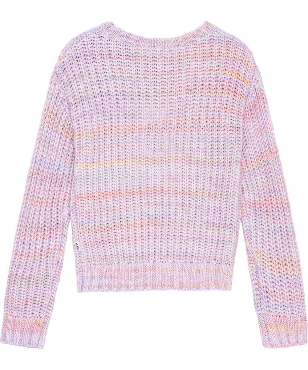 Gaylen - Multi Lavender - Lila stickad tröja med ribbad kant och normal passform.