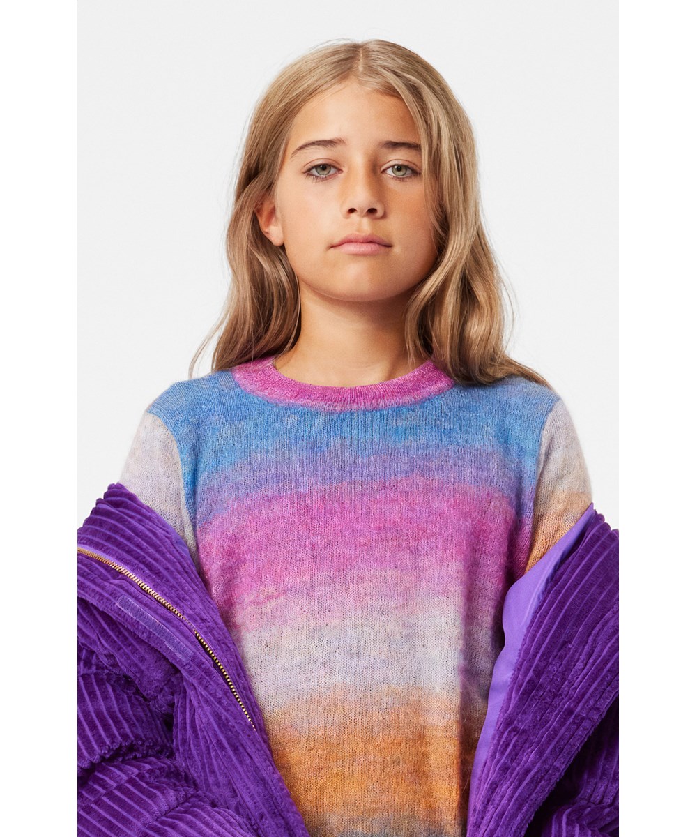 Gemina - Rainbow Play - Multifärgad tröja i ullblandning med lös passform och ribbade kanter.